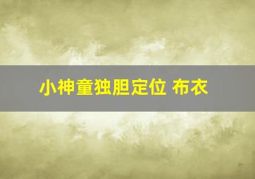 小神童独胆定位 布衣